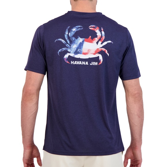 Havana Jim Men's Short Sleeve UPF Crab Logo Graphic Tee NWT Large - Picture 1 of 8